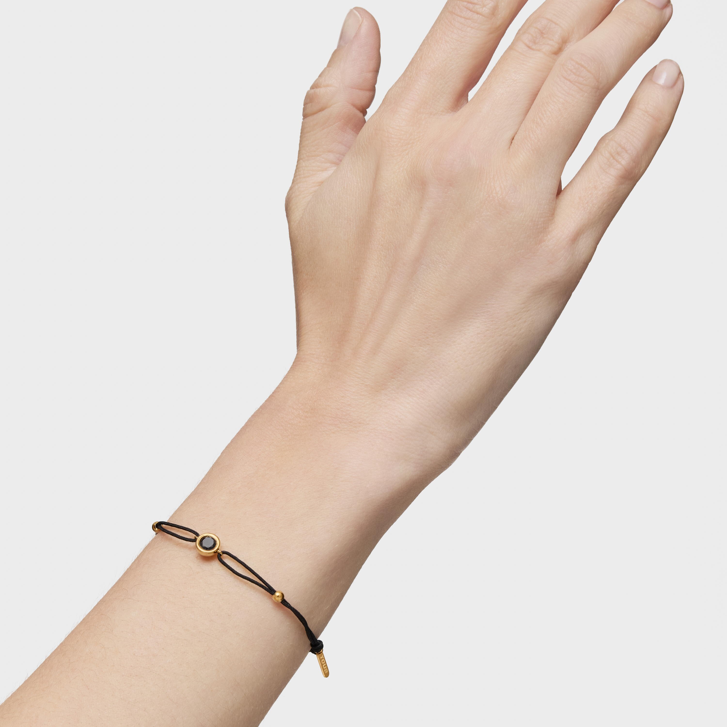 Black nylon Bracelet with 18K gold vermeil and black spinel TOUS Line