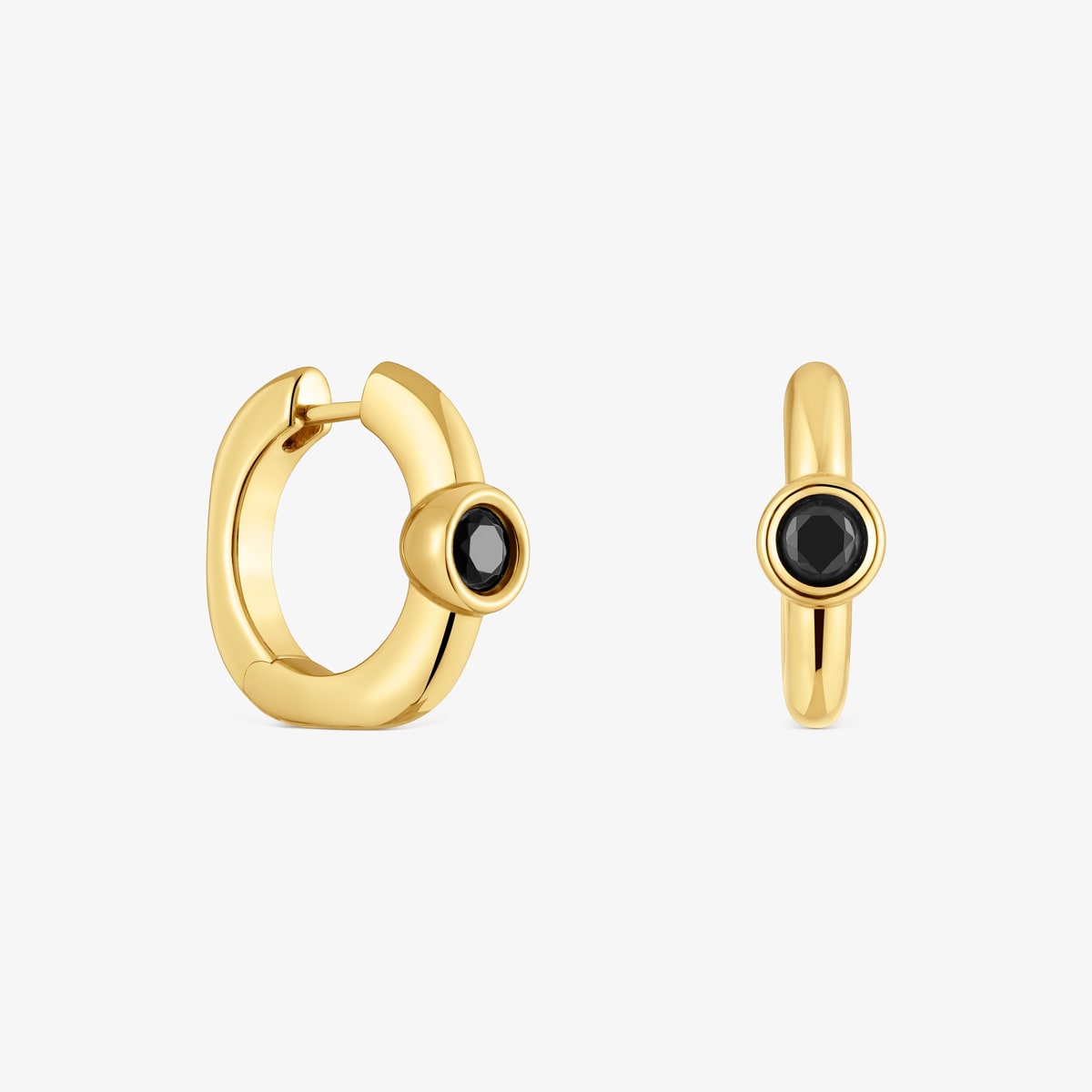 Tous - Pendientes De Aro Con Baño De Oro 18 Kt Sobre Plata Y Espinela Negra 18 Mm Line - Negro