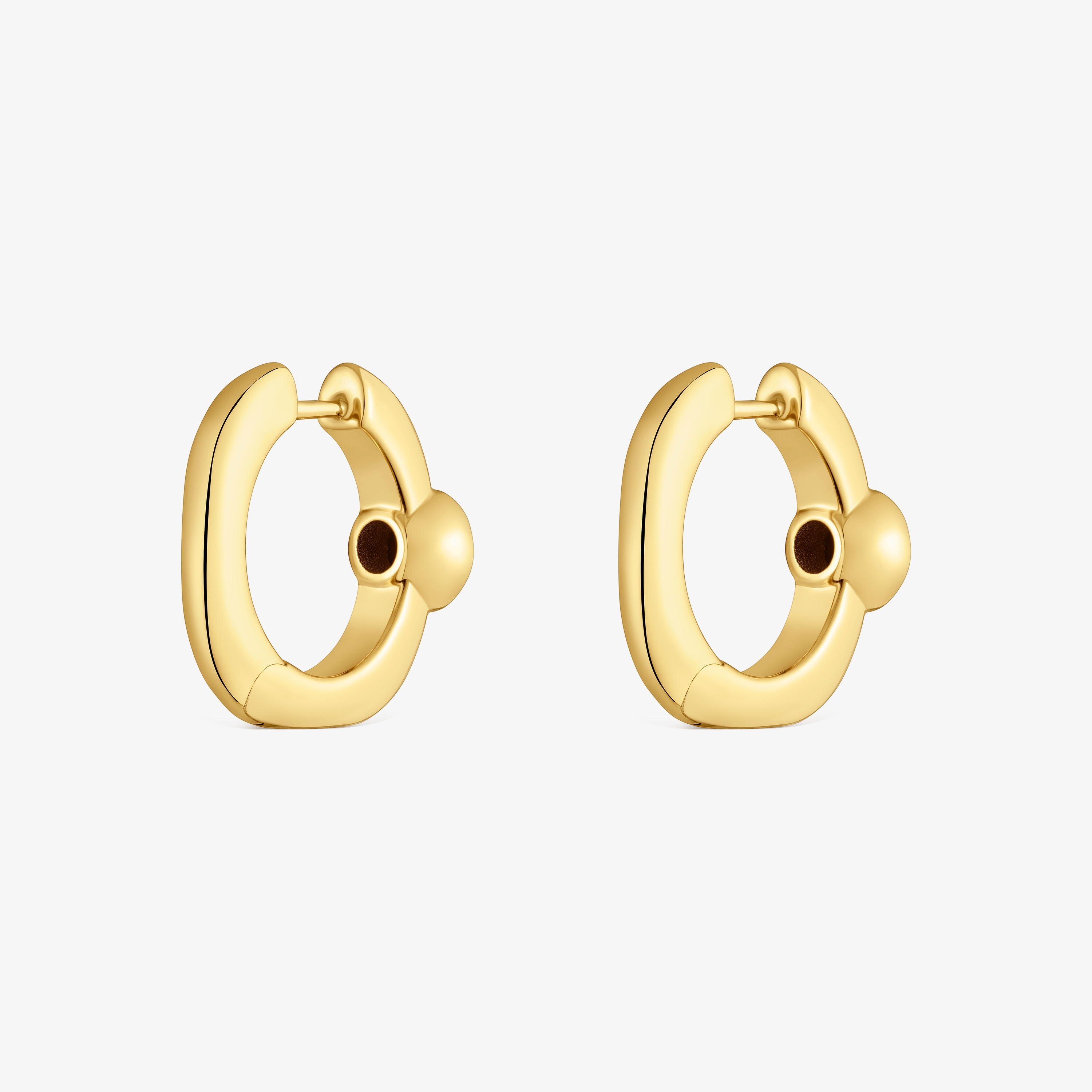 18 mm Hoop earrings with 18K gold vermeil and black spinel TOUS Line