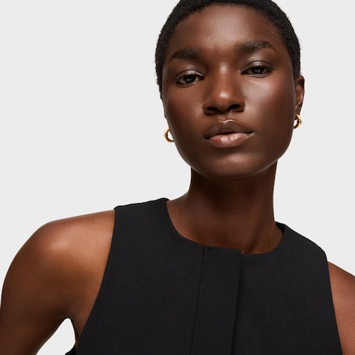 Pendientes de aro con baño de oro 18 kt sobre plata y espinela negra 18 mm Line