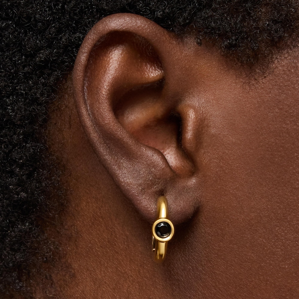 18&nbsp;mm Hoop earrings with 18K gold vermeil and black spinel TOUS Line