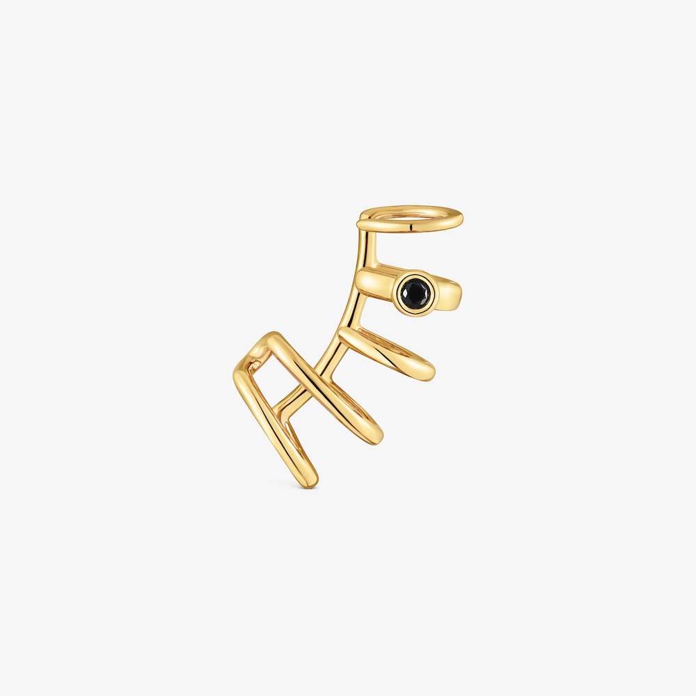 5-hoop Earcuff with 18K gold vermeil and black spinel TOUS Line