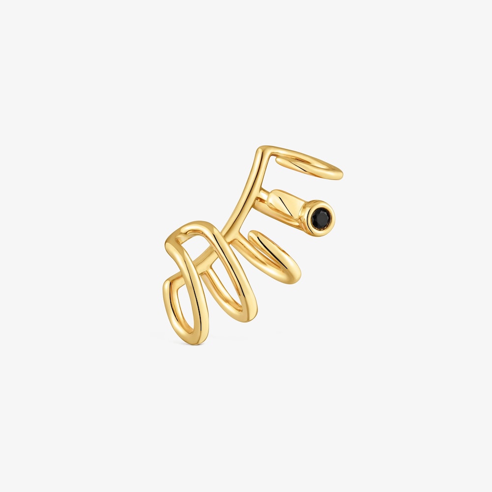 5-hoop Earcuff with 18K gold vermeil and black spinel TOUS Line