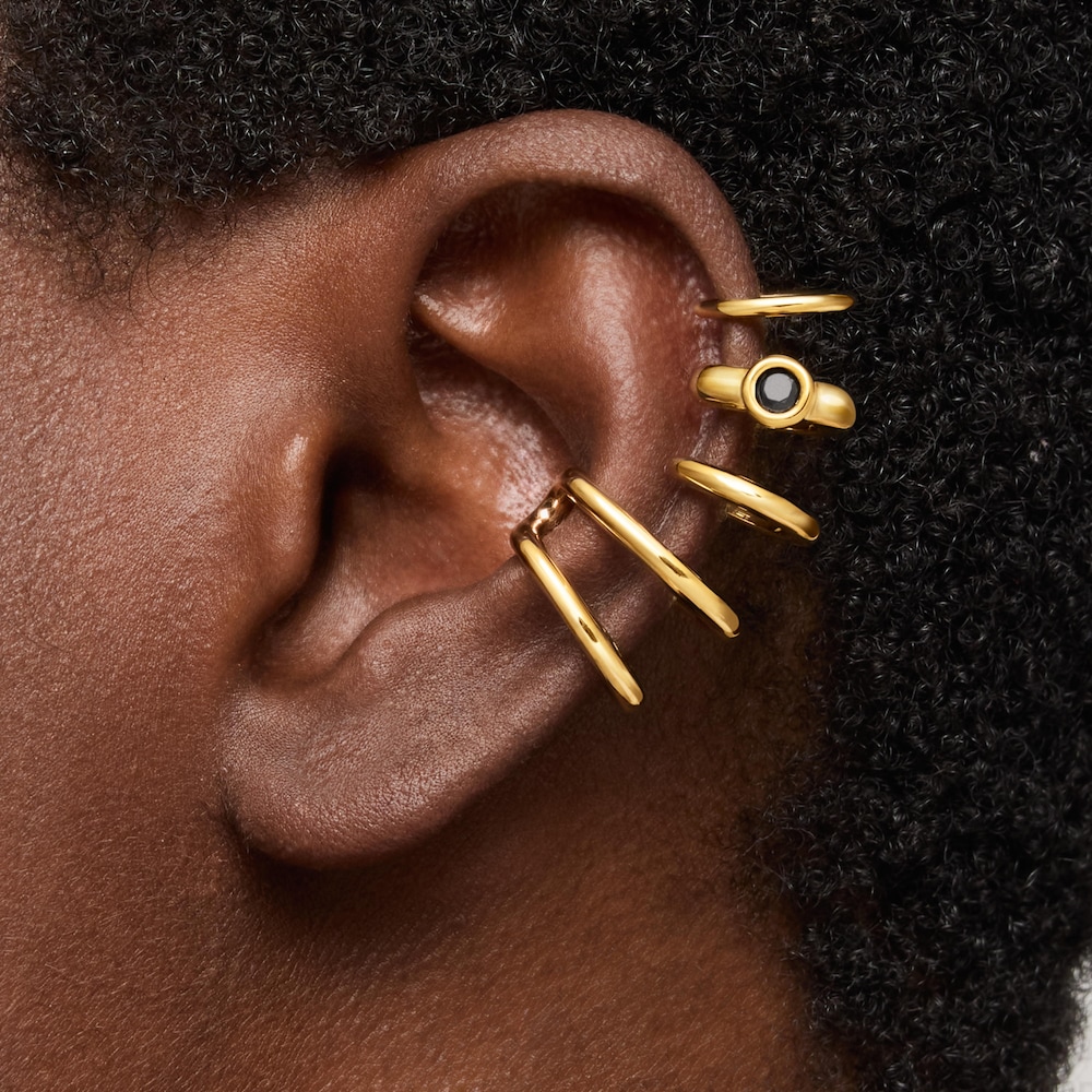 5-hoop Earcuff with 18K gold vermeil and black spinel TOUS Line