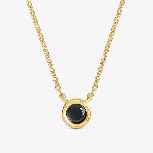 Collar corto con ba&ntilde;o de oro 18&nbsp;kt sobre plata y espinela negra Line