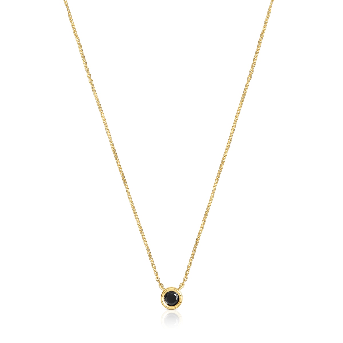 Tous - Collar Corto Con Baño De Oro 18 Kt Sobre Plata Y Espinela Negra Line - Dorado
