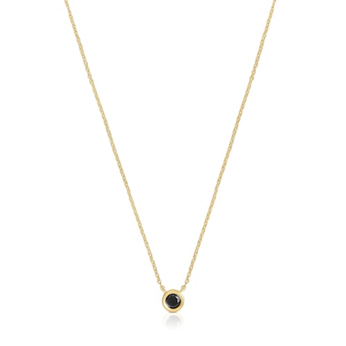 Collar corto con baño de oro 18 kt sobre plata y espinela negra Line