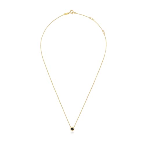 Collar corto con baño de oro 18 kt sobre plata y espinela negra Line