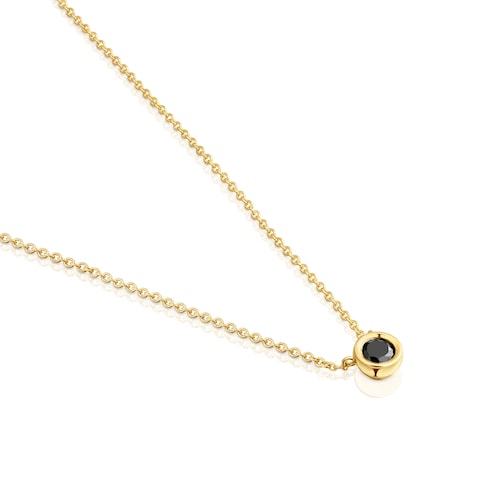 Collar corto con baño de oro 18 kt sobre plata y espinela negra Line