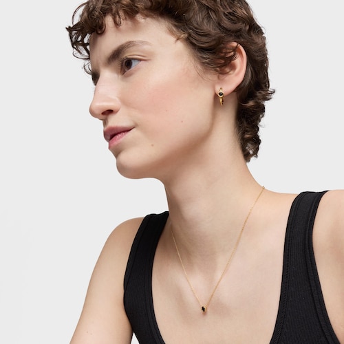 Collar corto con baño de oro 18 kt sobre plata y espinela negra Line