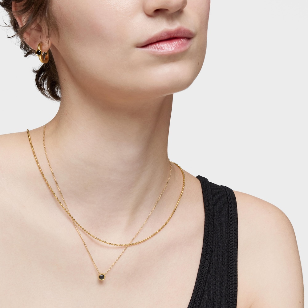 Short Necklace with 18K gold vermeil and black spinel TOUS Line