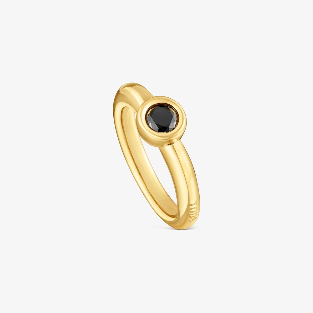 Wide ring with 18K gold vermeil and black spinel TOUS Line
