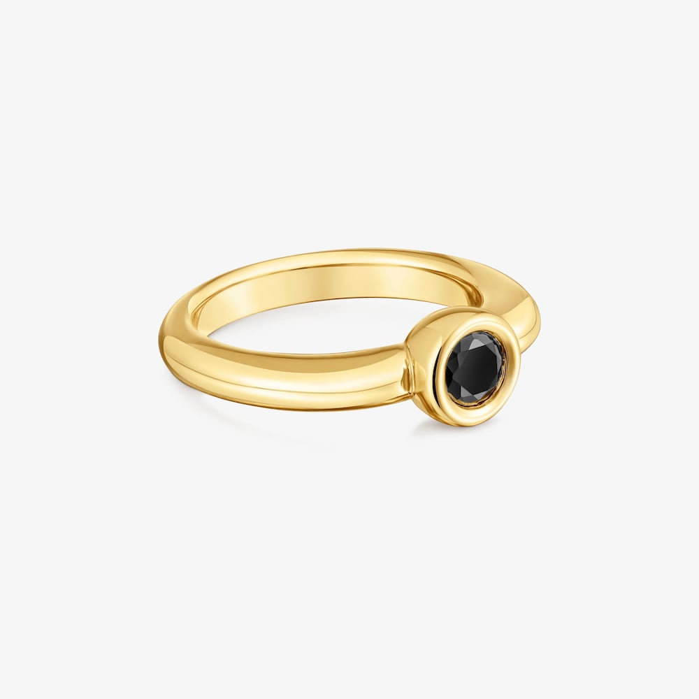 Wide ring with 18K gold vermeil and black spinel TOUS Line