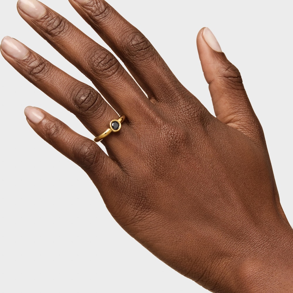 Wide ring with 18K gold vermeil and black spinel TOUS Line