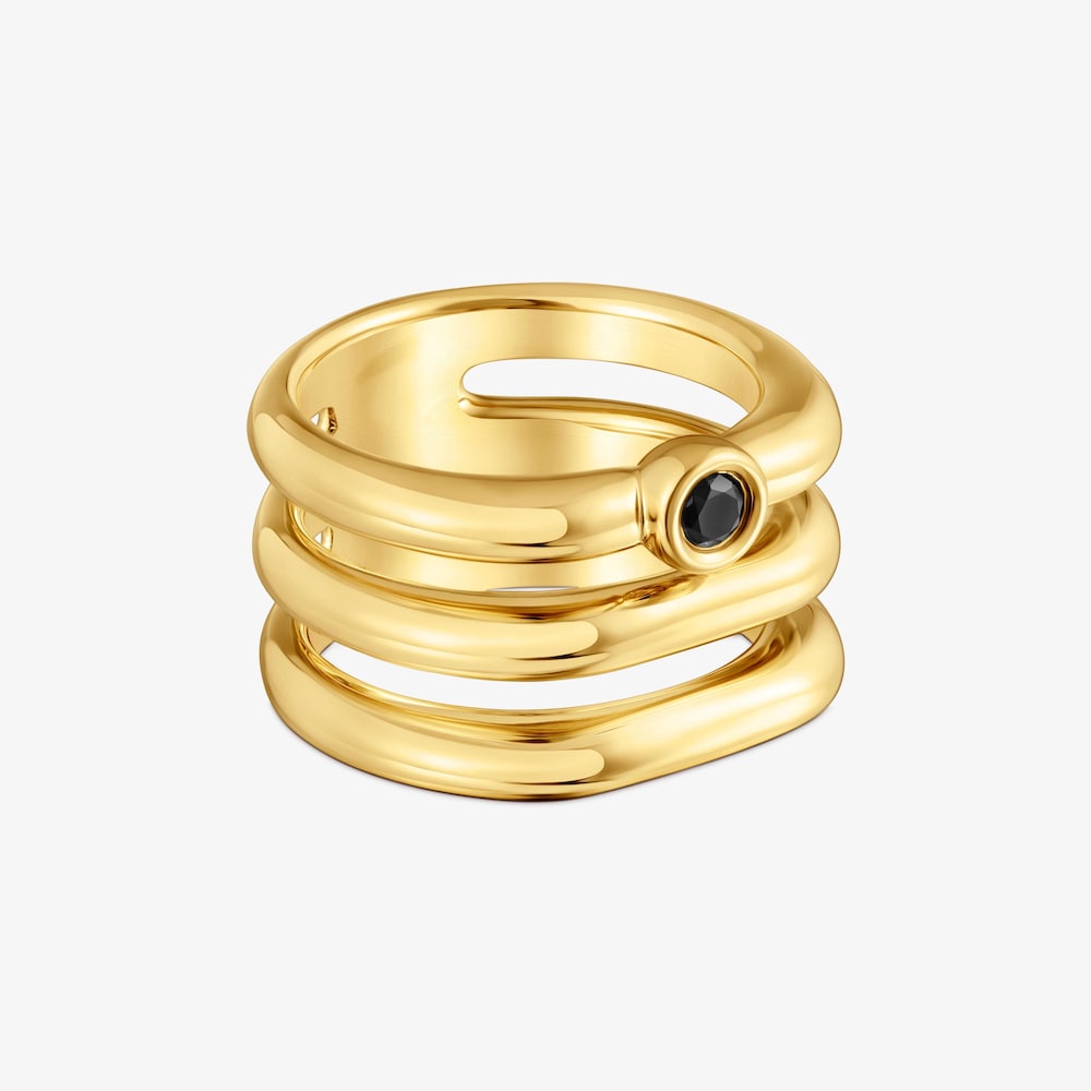 Triple ring with 18K gold vermeil and black spinel TOUS Line