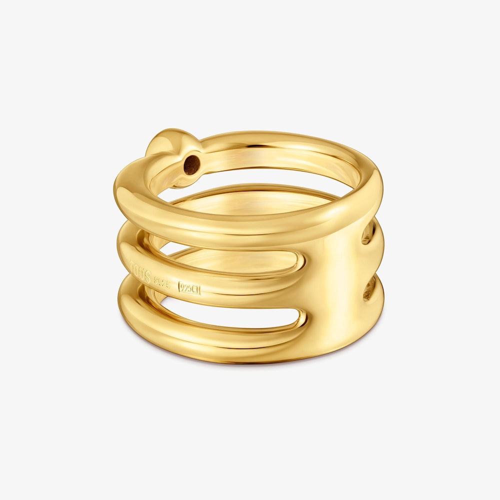 Triple ring with 18K gold vermeil and black spinel TOUS Line