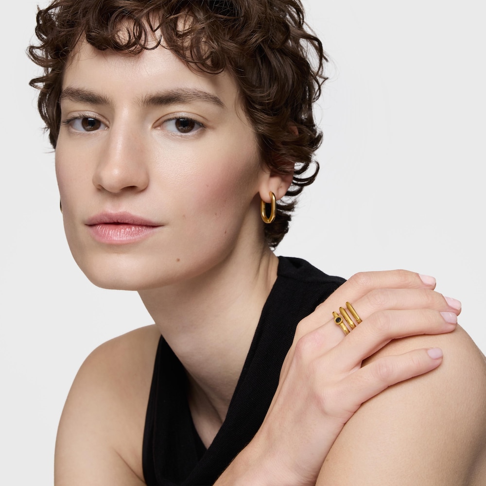 Triple ring with 18K gold vermeil and black spinel TOUS Line