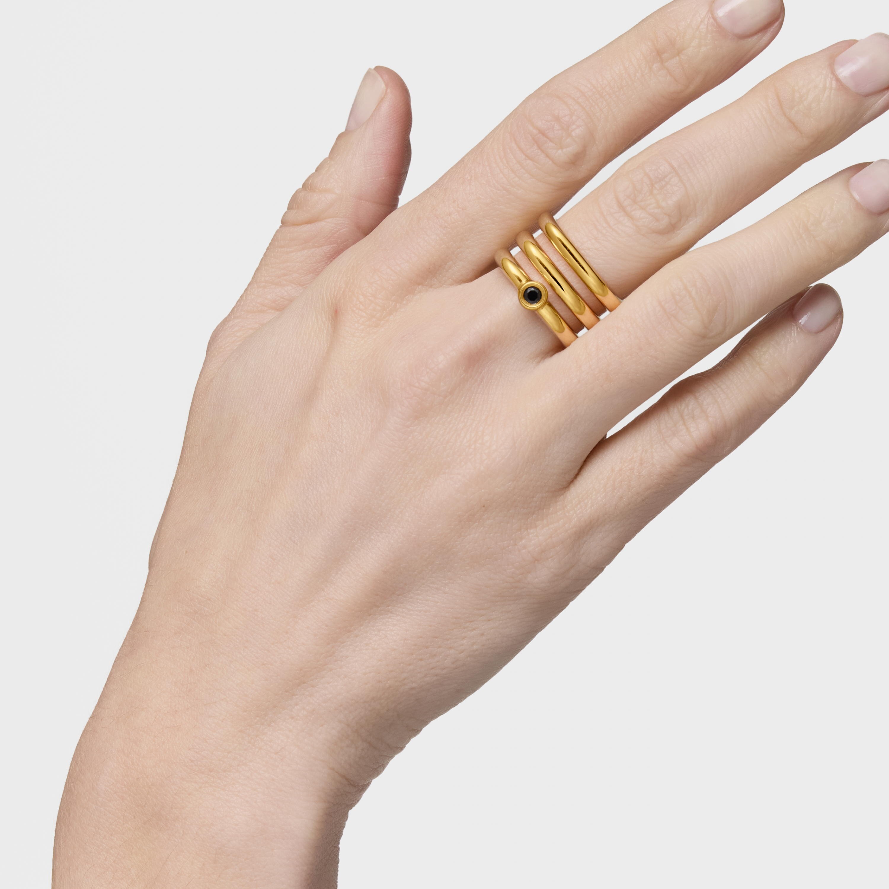 Triple ring with 18K gold vermeil and black spinel TOUS Line | TOUS