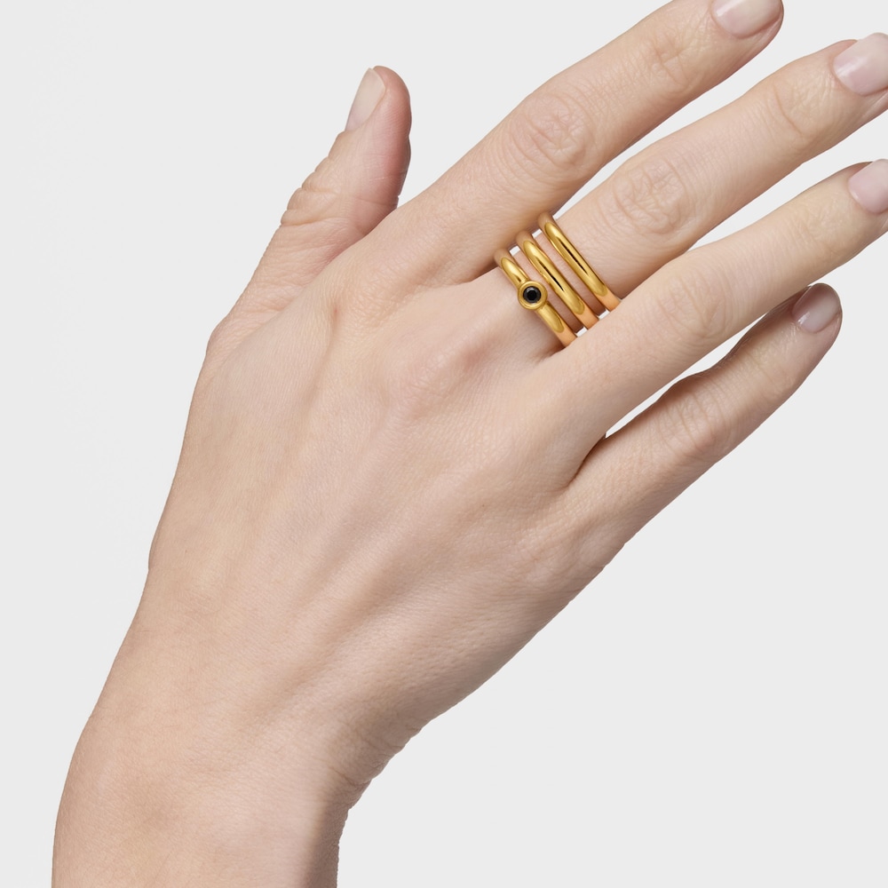 Triple ring with 18K gold vermeil and black spinel TOUS Line