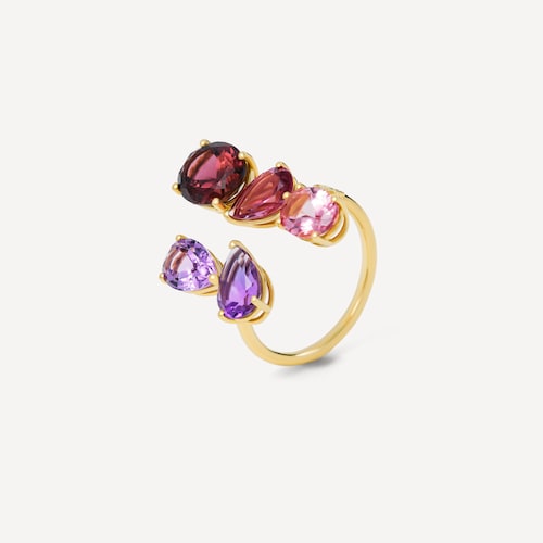 Anillo abierto de oro con turmalina y amatista TOUS ATELIER