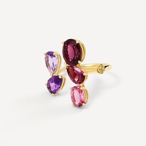 Anillo abierto de oro con turmalina y amatista TOUS ATELIER