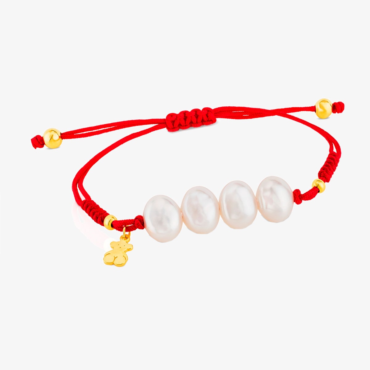 Tous - Pulsera Con Baño De Oro 18 Kt Sobre Plata Y Perlas Cultivadas Tous Nudos - Rojo
