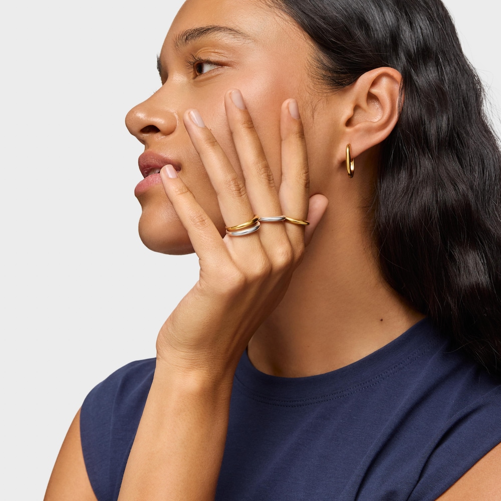 Anel em prata liso com banho de ouro de 18 K sobre prata TOUS Motivos