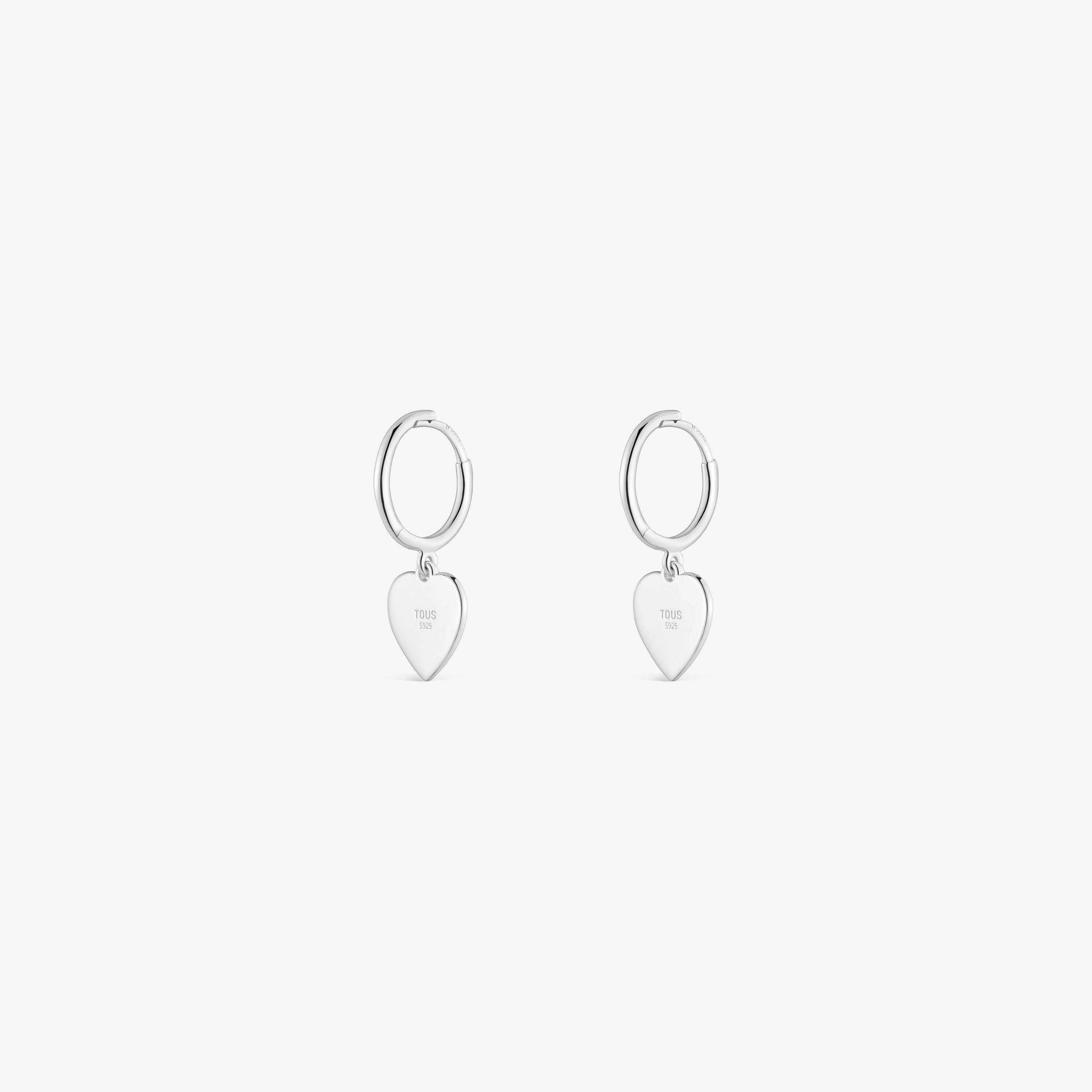 Silver Hoop earrings with heart motif TOUS Motifs