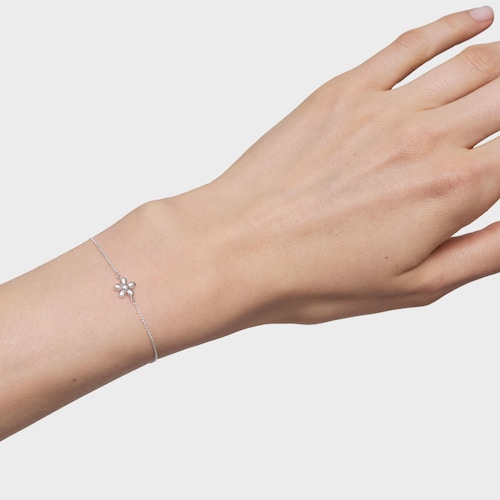 Silver Chain bracelet with flower TOUS Motifs
