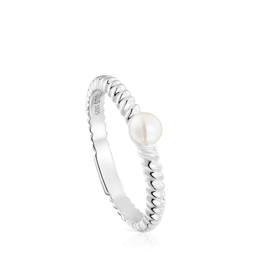Silver and cultured pearl Ring TOUS Motifs