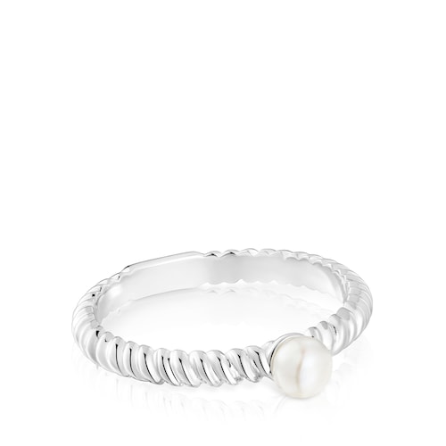 Silver and cultured pearl Ring TOUS Motifs