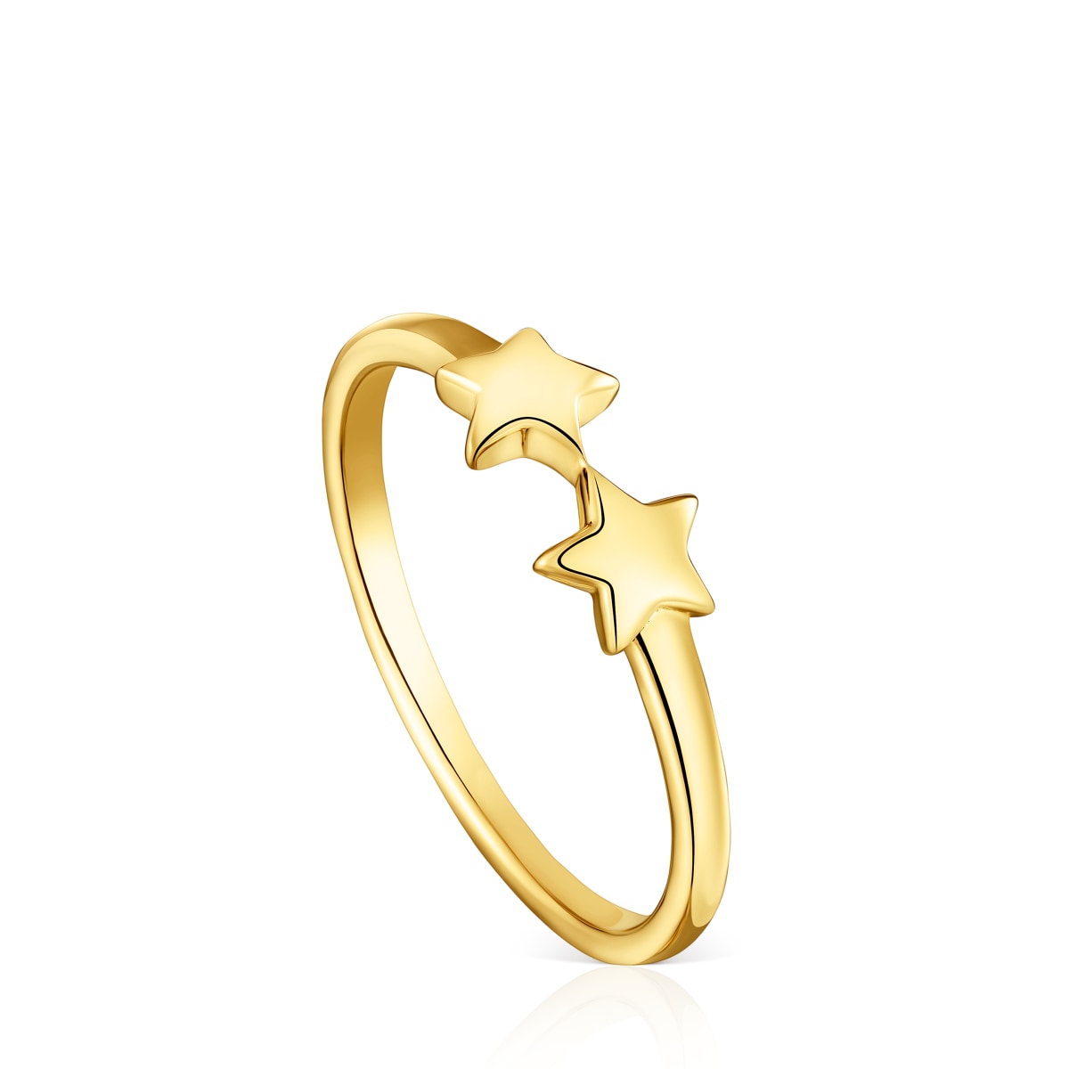 Tous - Anillo Abierto Con Baño De Oro 18 Kt Sobre Plata Y Estrellas Tous Motivos Talla 14