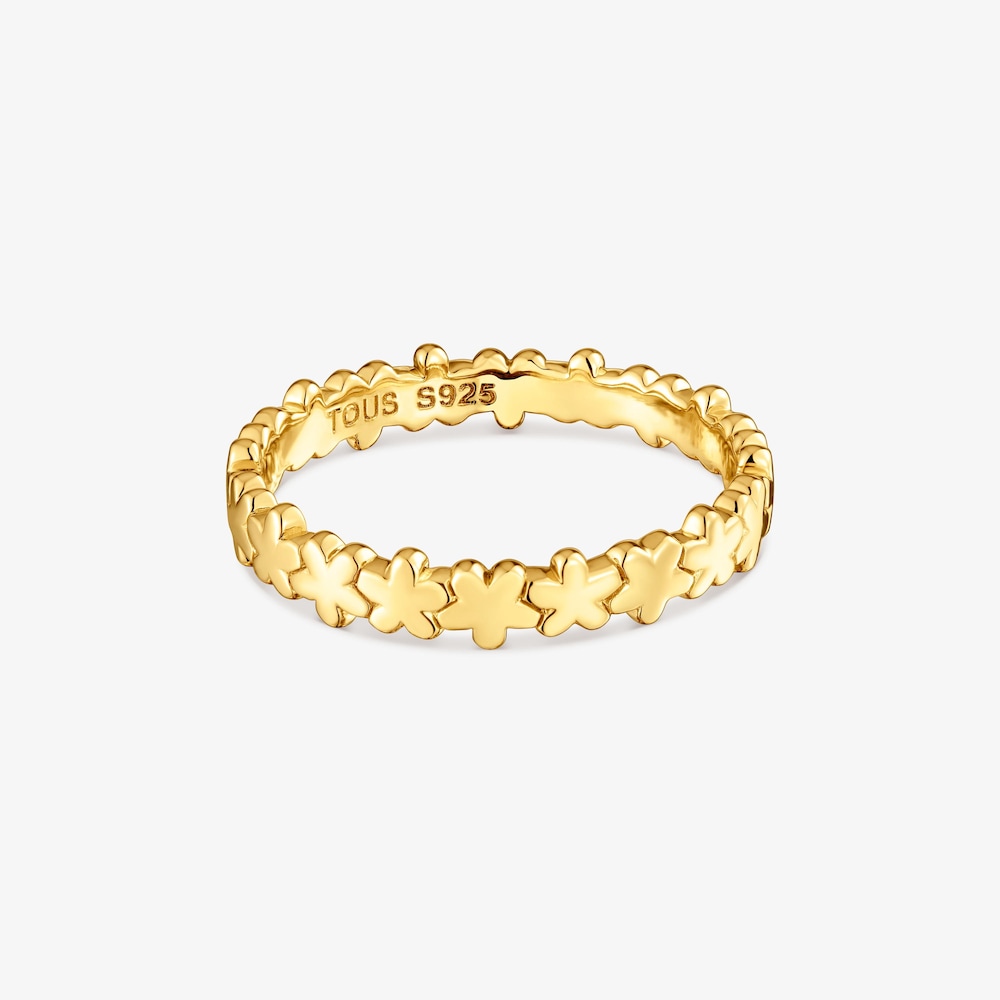 Prsteň s&nbsp;kvetom a&nbsp;18&nbsp;kt pozl&aacute;ten&iacute;m na striebre TOUS Motifs