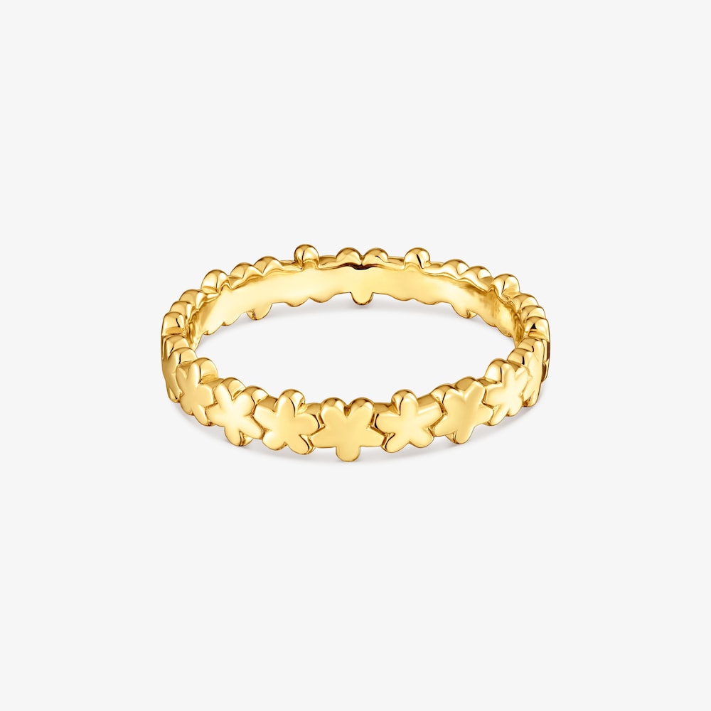 Prsteň s&nbsp;kvetom a&nbsp;18&nbsp;kt pozl&aacute;ten&iacute;m na striebre TOUS Motifs