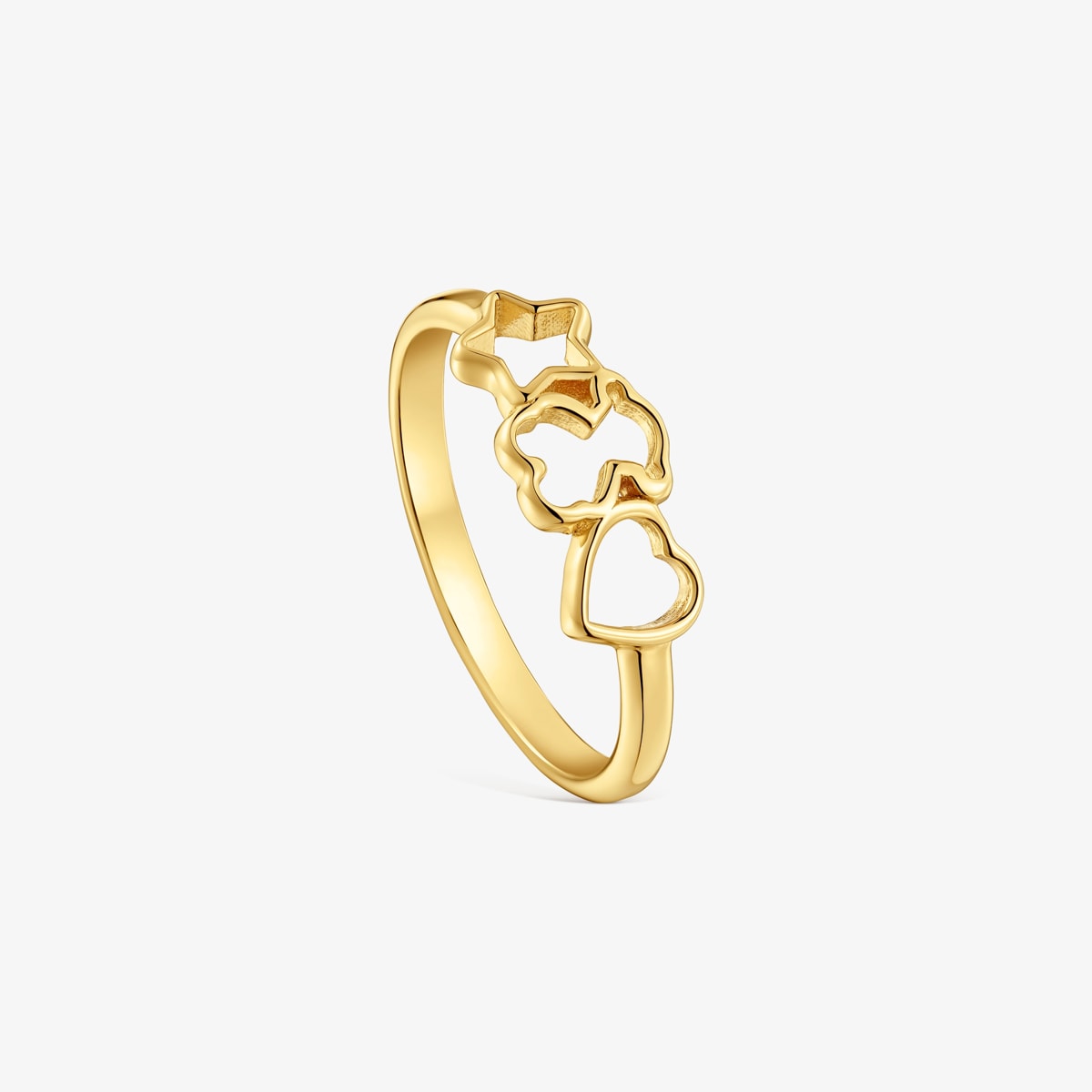 Tous - Anillo De Plata Y Motivos Con Baño De Oro 18 Kt Sobre Plata Tous Motivos Talla 12