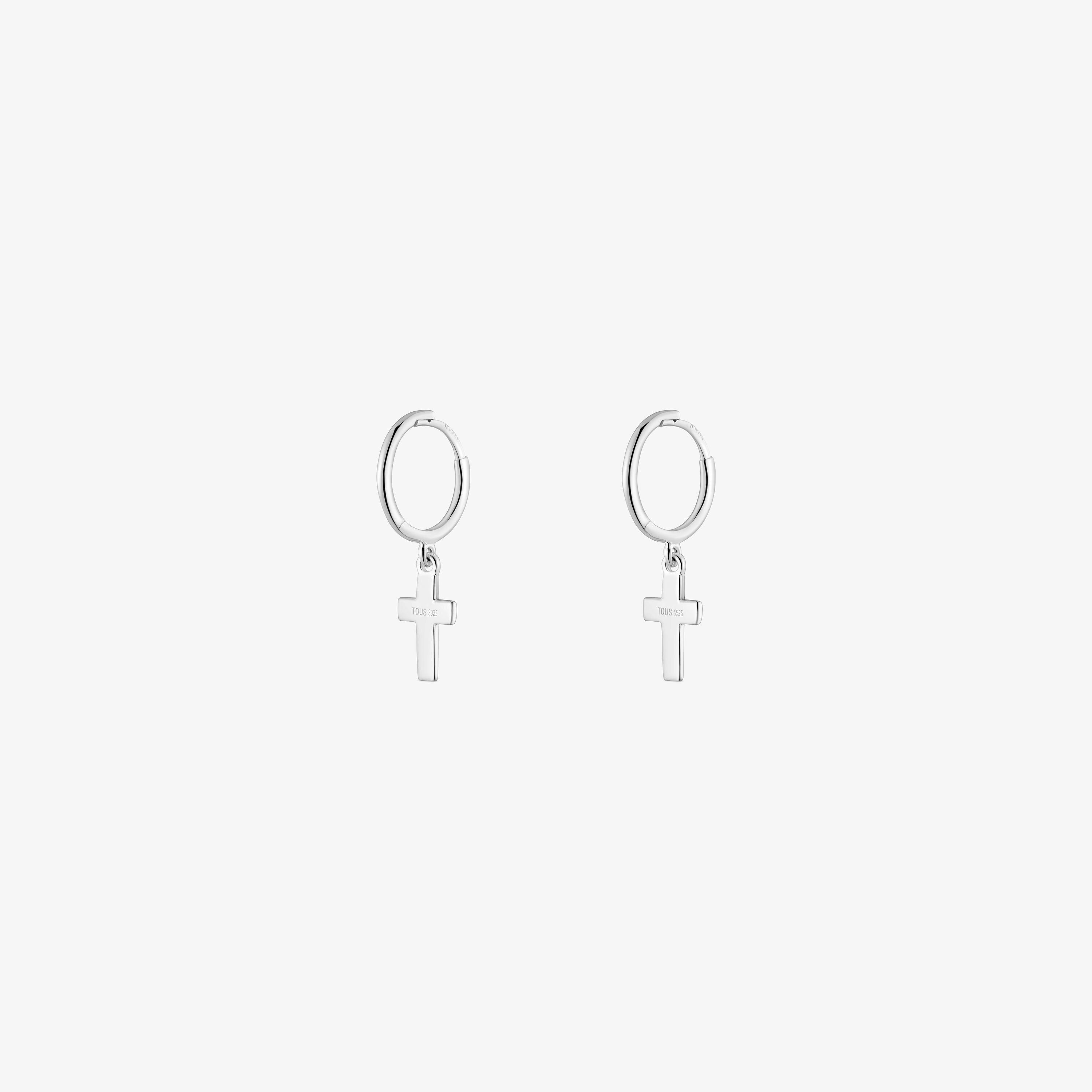 Silver Hoop earrings with cross motif TOUS Motifs