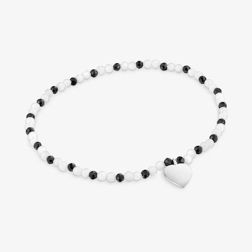 Pulsera el&aacute;stica con calced&oacute;nia, espinelas y coraz&oacute;n de plata TOUS Motivos