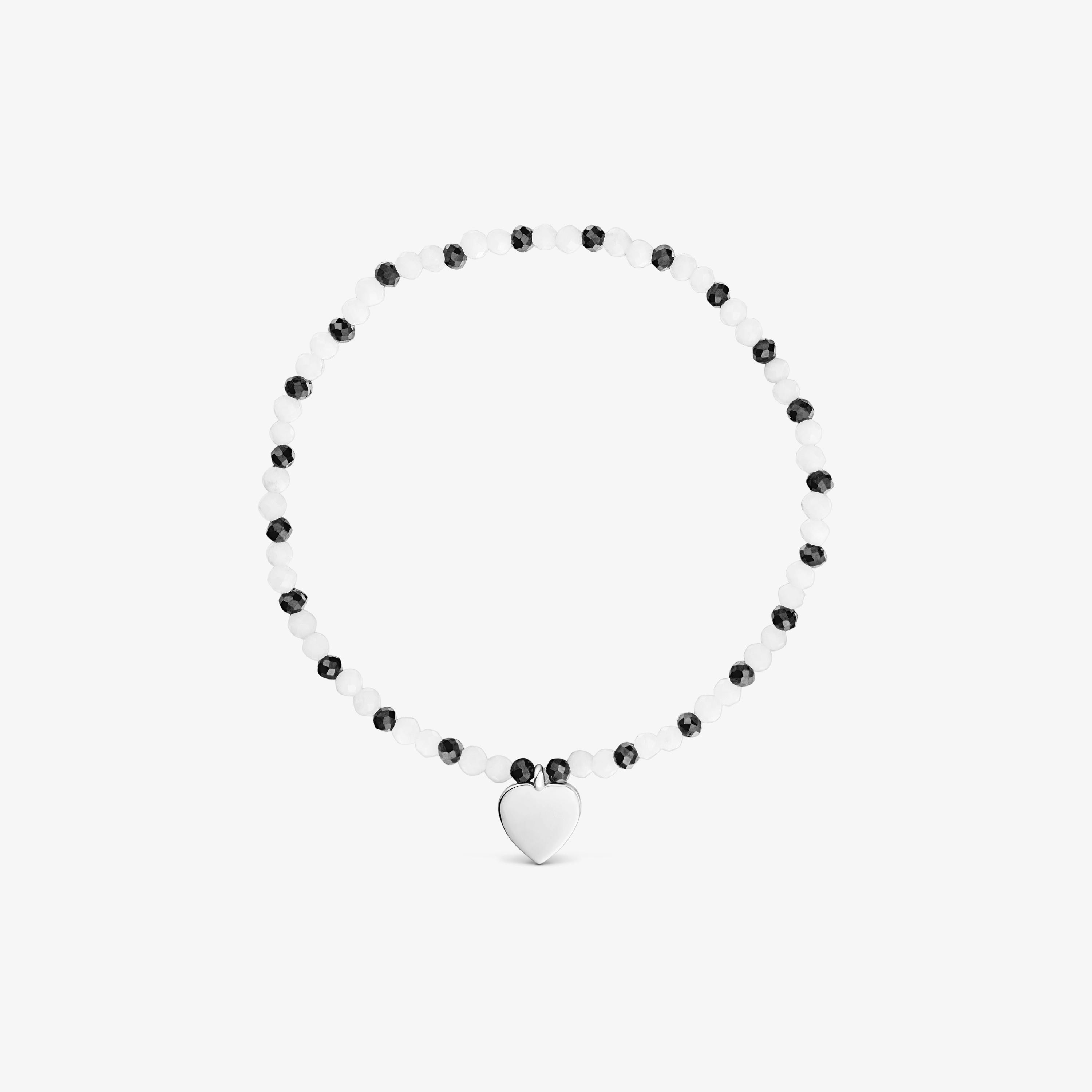 Elastic Bracelet with chalcedony, spinels and silver heart TOUS Motifs