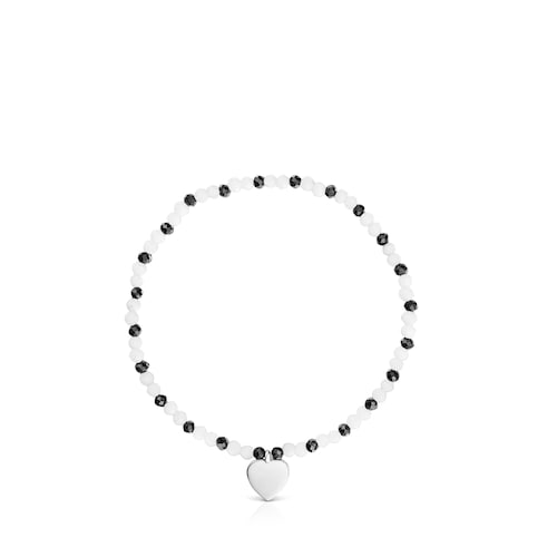 Pulsera elástica con calcedónia, espinelas y corazón de plata TOUS Motivos