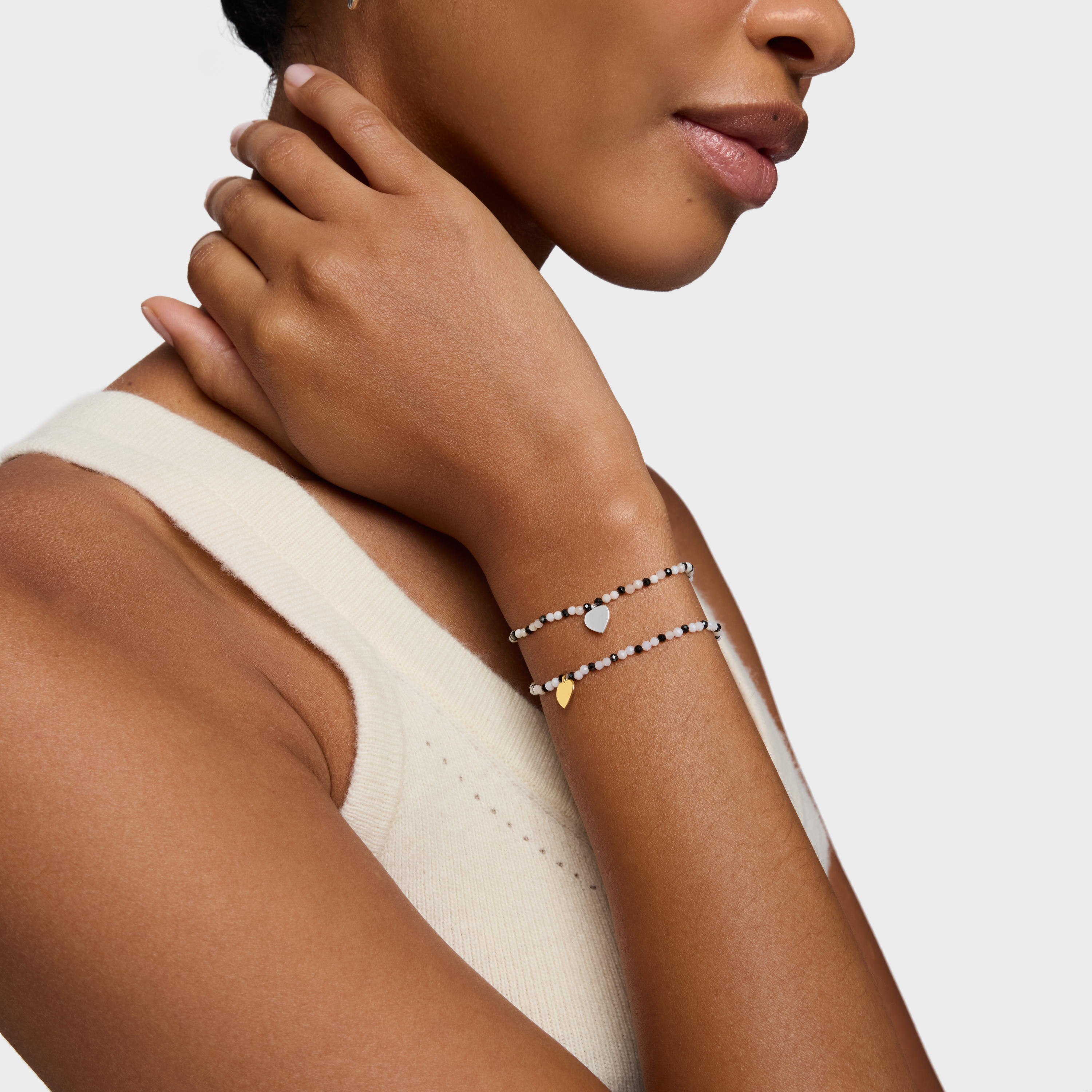 Elastic Bracelet with chalcedony, spinels and silver heart TOUS Motifs