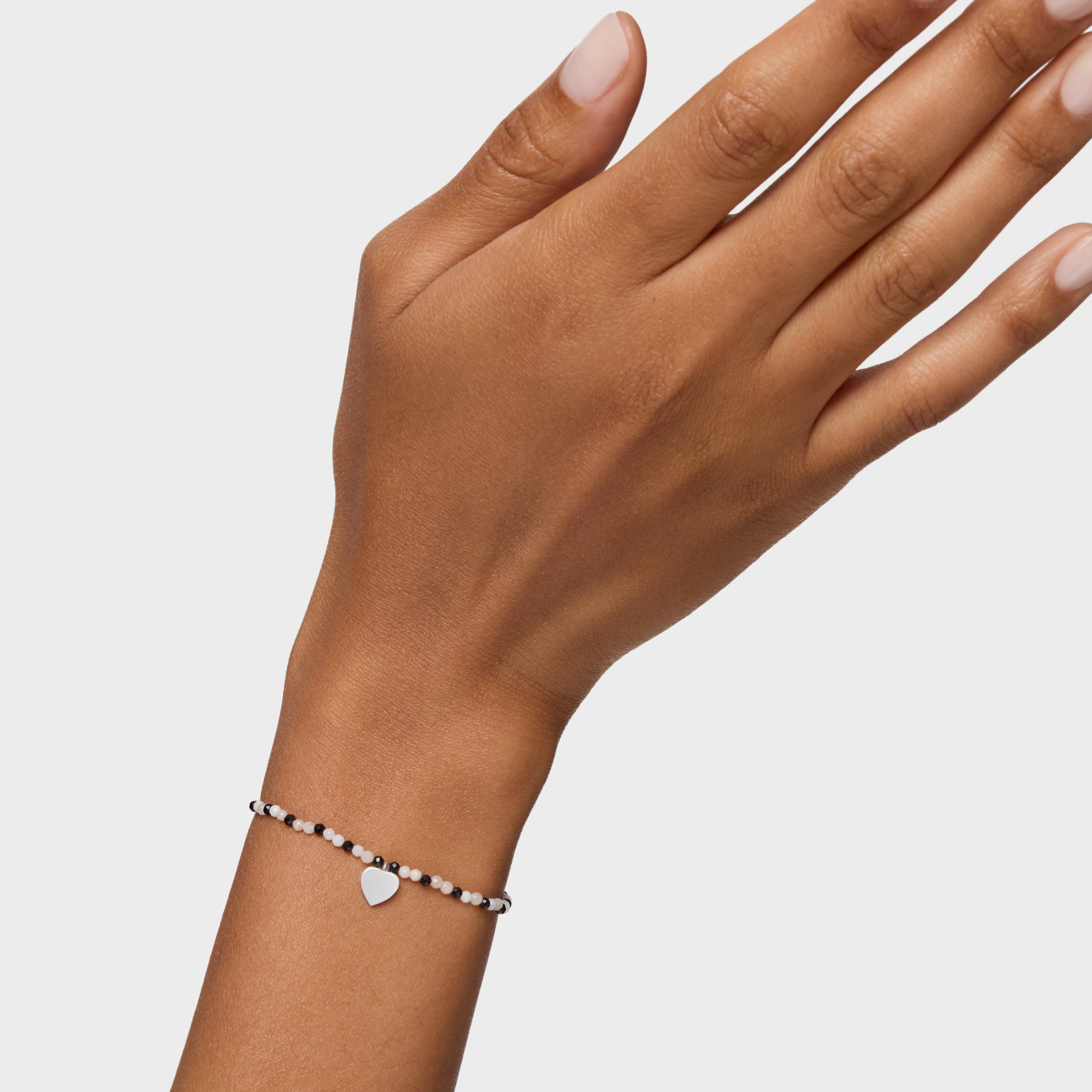 Elastic Bracelet with chalcedony, spinels and silver heart TOUS Motifs