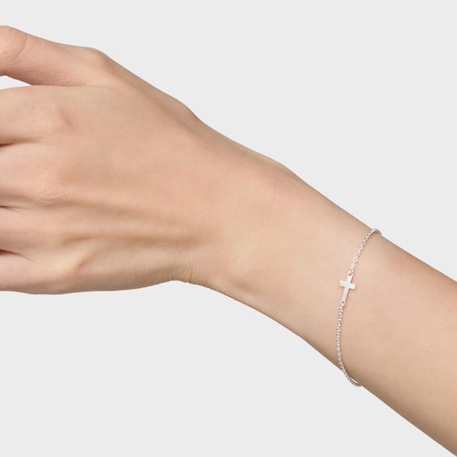Silver Chain bracelet with cross TOUS Motifs