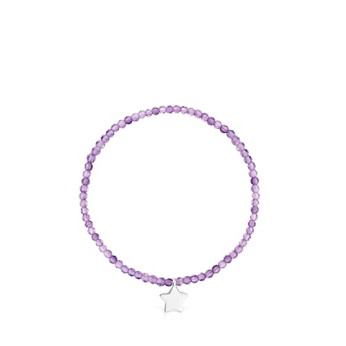 Pulseira elástica com ametistas e estrela em prata TOUS Motivos