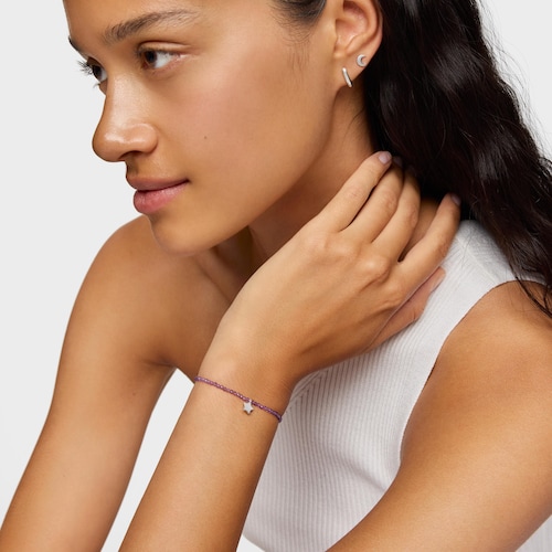 Pulseira elástica com ametistas e estrela em prata TOUS Motivos