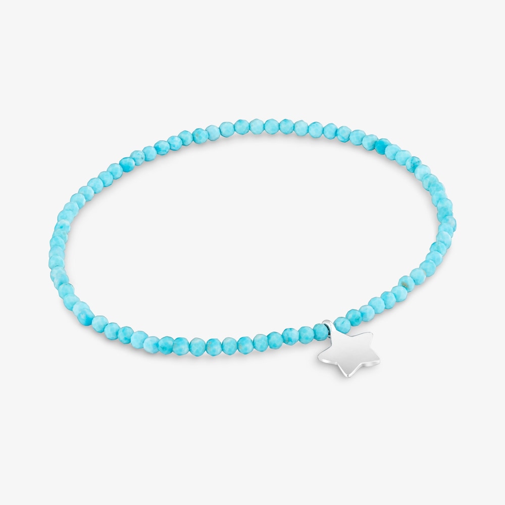 Pulsera el&aacute;stica con magnesia azul y estrella de plata TOUS Motivos