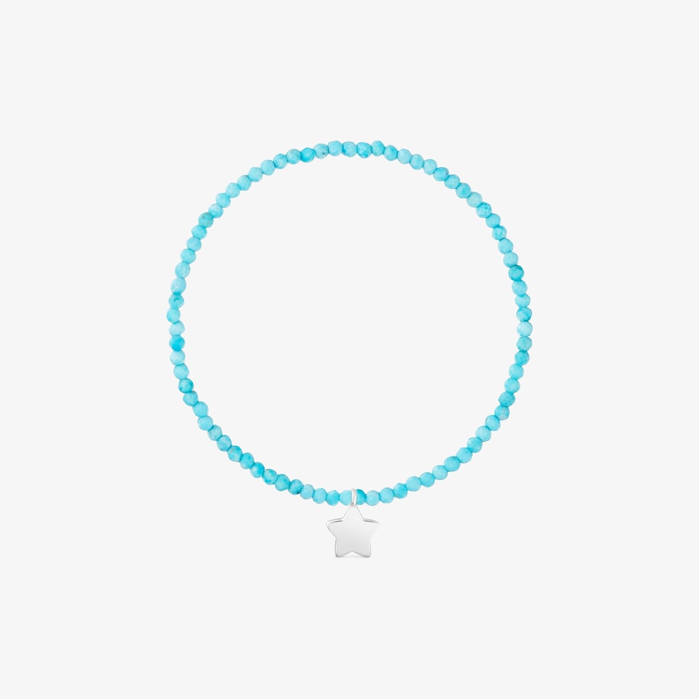 Pulsera el&aacute;stica con magnesia azul y estrella de plata TOUS Motivos