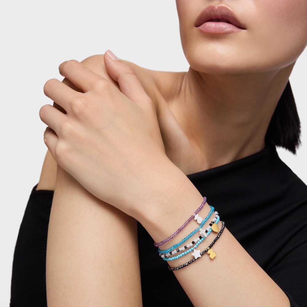Pulsera el&aacute;stica con magnesia azul y estrella de plata TOUS Motivos
