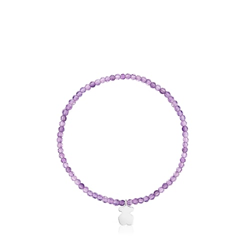 Elastic Bracelet with amethysts and silver bear TOUS Motifs