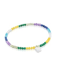 Elastic Bracelet with blue gemstones and silver bear TOUS Motifs