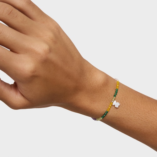 Pulsera elástica con gemas azules y oso de plata TOUS Motivos